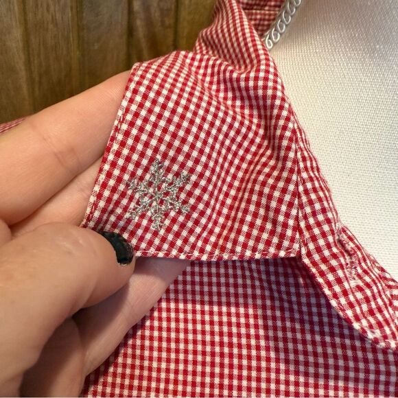 Karen Scott Holiday Christmas Button Down Top XL Red Check Snowman Penguins - Picture 5 of 10